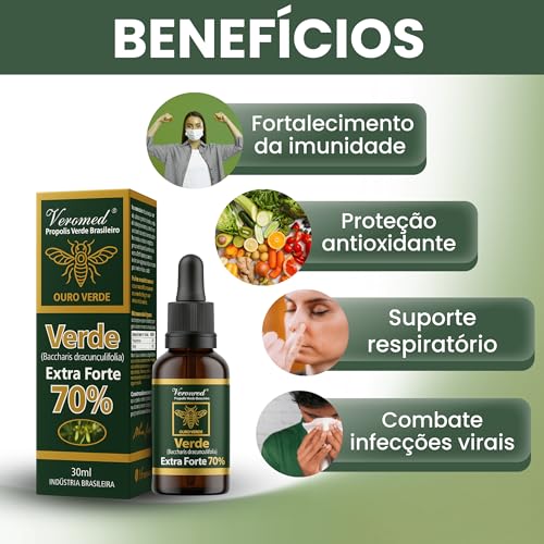 Kit 3x Extrato Própolis Verde Brasileiro Extra Forte 70% Veromed 30ml