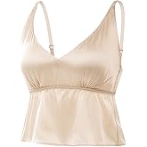 FEELITS Women's Real Mulberry Silk Crop Top Shirt - 22 Momme Silk Tank Top Basic Cami, Adjustable Straps