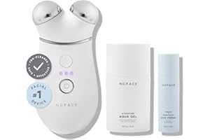 NuFACE Trinity+ Microcurrent Facial Device Kit - FDA Cleared Face Sculpting & Neck Tightening Device to Contour Cheeks & Brows + Microcurrent Gel Activator & Silk Creme