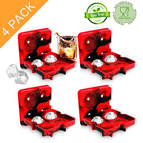 Bella Vino 2 Pack Ice Cube Trays with Lids,16 Diamond Ice Cubes, Silicone BPA-Free Stackable Easy Release Ice Molds Multi-use Storage Containers for Ice, Whiskey, Candy and Chocolate, Red & Black - Thumbnail 7