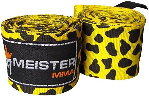 MEISTER MMA 180" HANDWRAPS ALL COLORS - Elastic Mexican Pro Boxing Adult PAIR / Zebra Stripes