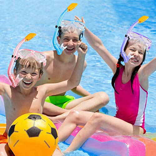 Gintenco Kids Snorkel Set, Diving Mask Dry Top Snorkel Set Kids, Anti-Fog Panoramic Snorkel Mask Impact Resistant Tempered Glass, Snorkelling Gear with Breathing Tube for Youth Junior Girls Boys