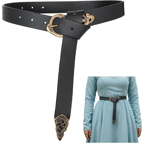 Mythrojan Cintura Medievale In Pelle Vikinga Con Anello A O, Piena Fiore 100% Pelle, Rossa, 40 Pollici, Per Rievocazioni LARP E Feste A Tema