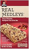 Quaker Real Medleys Multigrain Fruit and Nut Bars, Cherry Pistachio, Snack Bars, 5 Bars (Pack of 8)