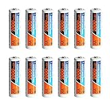 PowerDriver 12 Pack Aa Ni-MH NiMH Rechargeable Batteries for Solar Lamp Microphone Shavers Toy