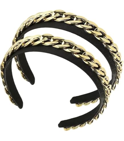 Amazon.com : HZEYN Chain Headband for Women Gold Metal  display picture 2