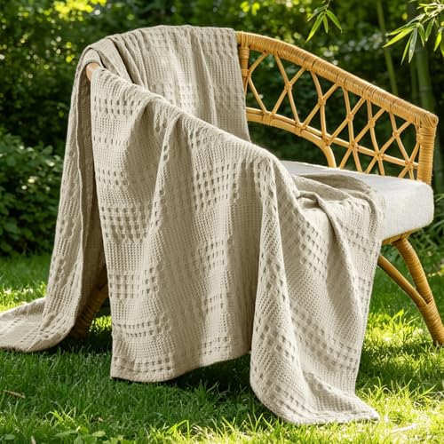 BEDELITE Linen Beige Cooling Waffle Twin XL Blanket for Bed, 66x90 Inch at Amazon