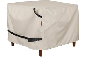 Porch Shield Patio Ottoman Cover - Waterproof Outdoor Square Side Table Covers – 22L x 22W x 18H inch, Beige
