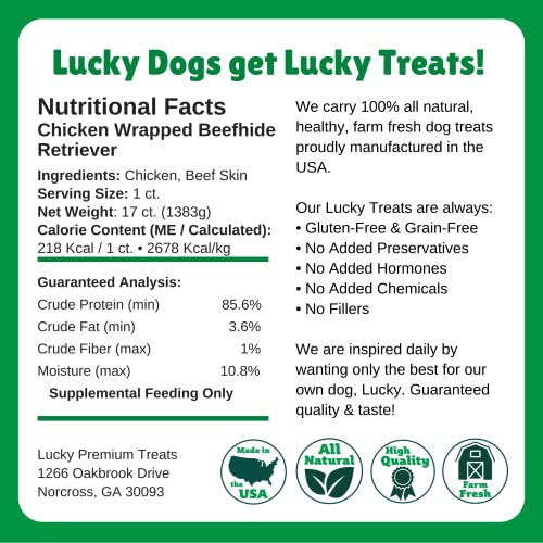 Lucky Premium Treats Chicken Wrapped Rawhide Retrievers All Natural