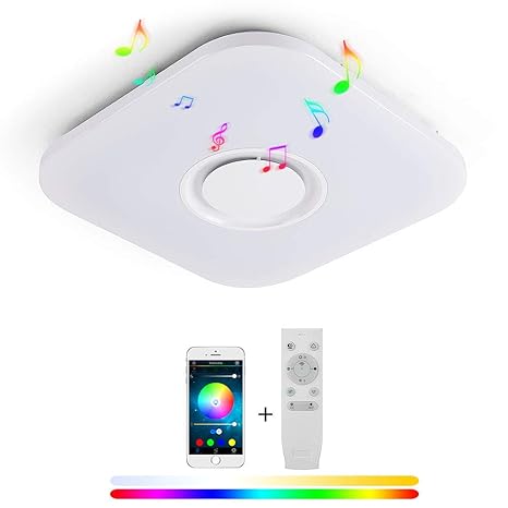 LED Deckenleuchte Bluetooth Dimmbar 24W RGB mit Lautsprecher Musik Smart Deckenlampe
