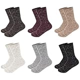 Women's 6 Pack Angora Color Fashion Warm Thick Thermal Crew Quarter Winter Socks (one size)
