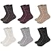 Women's 6 Pack Angora Color Fashion Warm Thick Thermal Crew Quarter Winter Socks (one size)