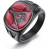 PikaLF Masonic Ring for Men, Masonic Freemason Ring, Retro Freemason Symbol Masonic Rings, Hip Hop Biker Ring, Vintage Religious Amulet Ring, Punk Masonic Jewelry Gift for Men mens