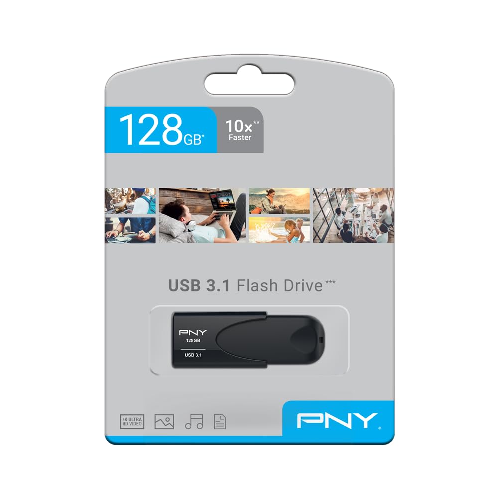 PNY USB Flash Drive Attaché 4 3.1 128GB, Black