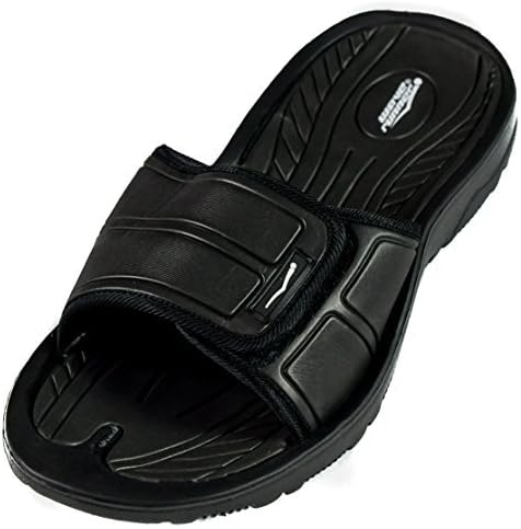 SLR Brands Mens Adjustable Sandals - Shower Flip Flops for Men | Nonslip Men's Slide On Sandals for Shower, Beach, Pool, Summer, Gym Slides | Arch Support for Athletes | Multiple Sizes and Colors