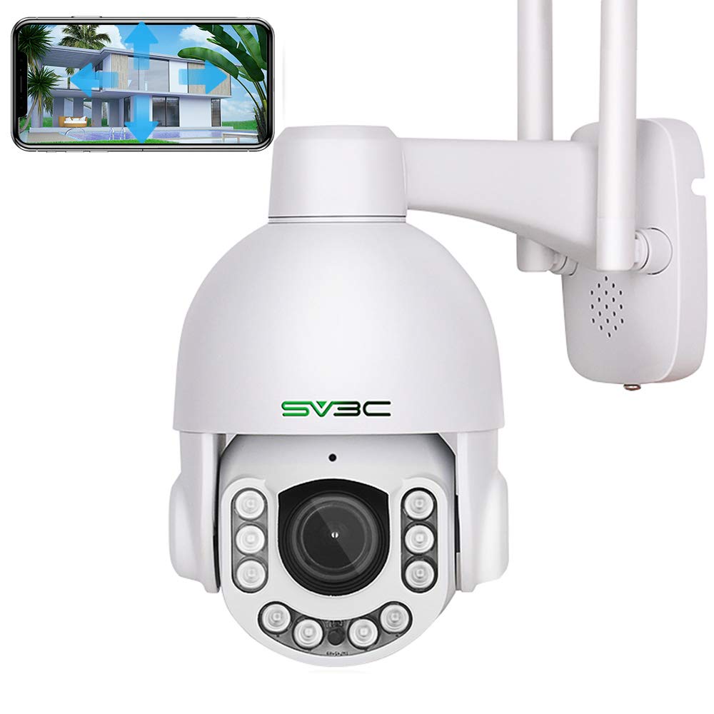 SV3C 5MP WiFi Outdoor Security Camera, Waterproof PTZ IP Camera, Pan/Tilt / 5x Optical Zoom, Two Way Audio, Night Vision, FTP, H.265, Wireless Home Surveillance Camera with External SD Card Slot