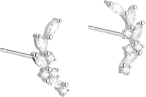 Rnivida 925 Sterling Silver Dainty Cz Climber Stud Earrings, Hypoallergenic Small Cubic Zirconia Ear Crawler Earring for Women