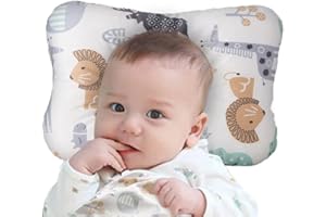 WelsLife Soft Hypoallergenic Baby Pillow Organic Cotton Cover Machine Washable (Animal World)