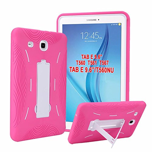 100% FIT Galaxy Tab E 9.6" T560NU Case,Premium Hybrid Drop Proof Armor Defender Protection Heavy Duty Kickstand for Samsung Galaxy Tab E Nook 9.6 Cover Case (Pink)