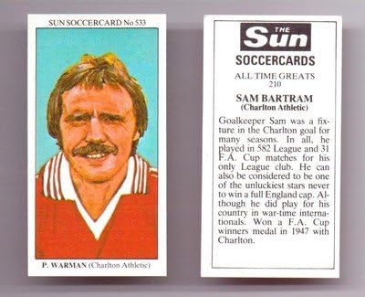 Sun Soccercards No 533 - Charlton Athletic PHIL WARMAN collectable football card