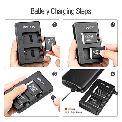 ENEGON NB-13L Replacement Battery Pack (2 Packs) and Dual USB Charger for Canon PowerShot G5X, G7X, G7X II, SX720, SX730, SX740, SX620, G1X III, G9X, G9X II Cameras
