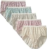 Just My Size Women's 5-Pack Cotton Lace Effects Brief Panty, Assorted, 14