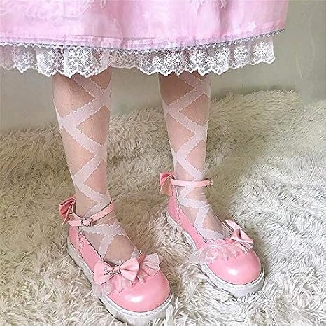 Amazon 王女かわいい靴丸頭厚いヒール女性靴ロリコスプレ Cos オリジナル靴愛レースかわいいちょう結び Pink 40 アニメ 萌えグッズ 通販