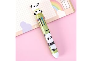 Panda Ballpoint Pen, 10 In 1 Colorful Ink Gel Pen, School Stationery Cute Journal Pens 0.5mm Multifunction Hand Account Pen O
