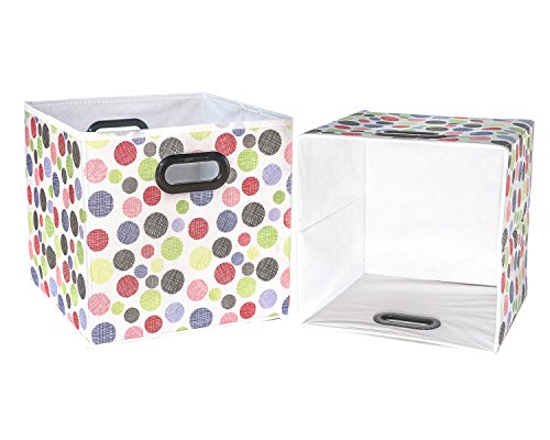 Prorighty (6 Pack Polka&Love Pattern) Unique Design Storage Bins,12inch(Large) Stylish Containers, Gift Boxes,Strong Beautiful Tote, Baskets| Two Plastic Handles Collapsible Household Organization - Thumbnail 4