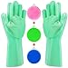 Tebba Magic Dishwashing Gloves Silicone Scrubber Sponges - Reusable Rubber Great Washing Dish Kitchen Car Bathroom Pet Care