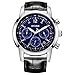 HOWK Men's Chronograph Watches Date Analog and Blue Luminous Dial Black Leather Strap