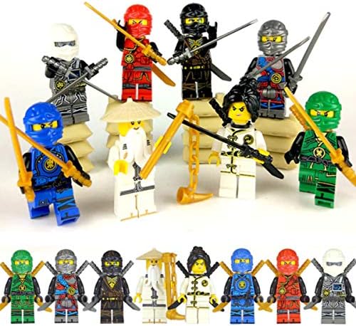 Kaizoot 8x Piece Minifigures Set Ninja Building Block Bricks, Party Bag Gift Filler, Cake Toppers