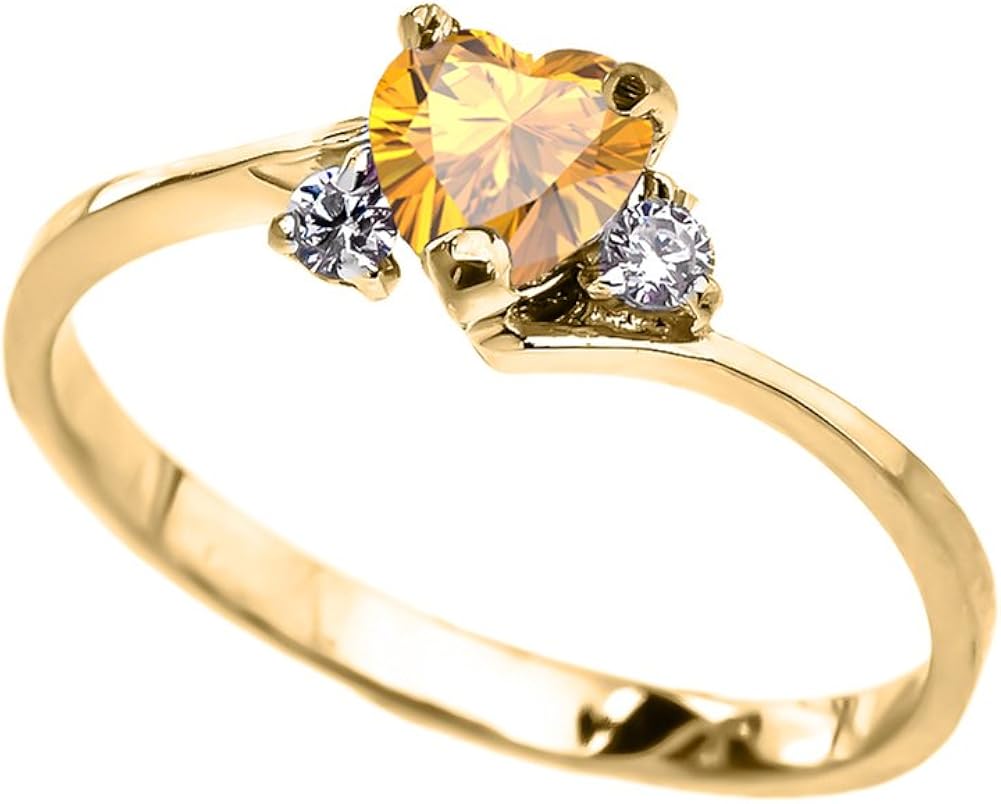 Dainty 14k Yellow Gold November Birthstone Heart with CZ Proposal