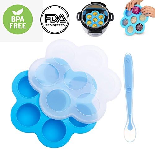 Egg Cooker Silicone Egg Bites Molds for Instant Pot Accessories, Fits 5,6,8 qt Pressure Cooker, Microwave Oven, Refrigerator, for Baby Food Freezer, Egg Cooker, Fruit Ice, Egg Bite, w/Silicone Spoon