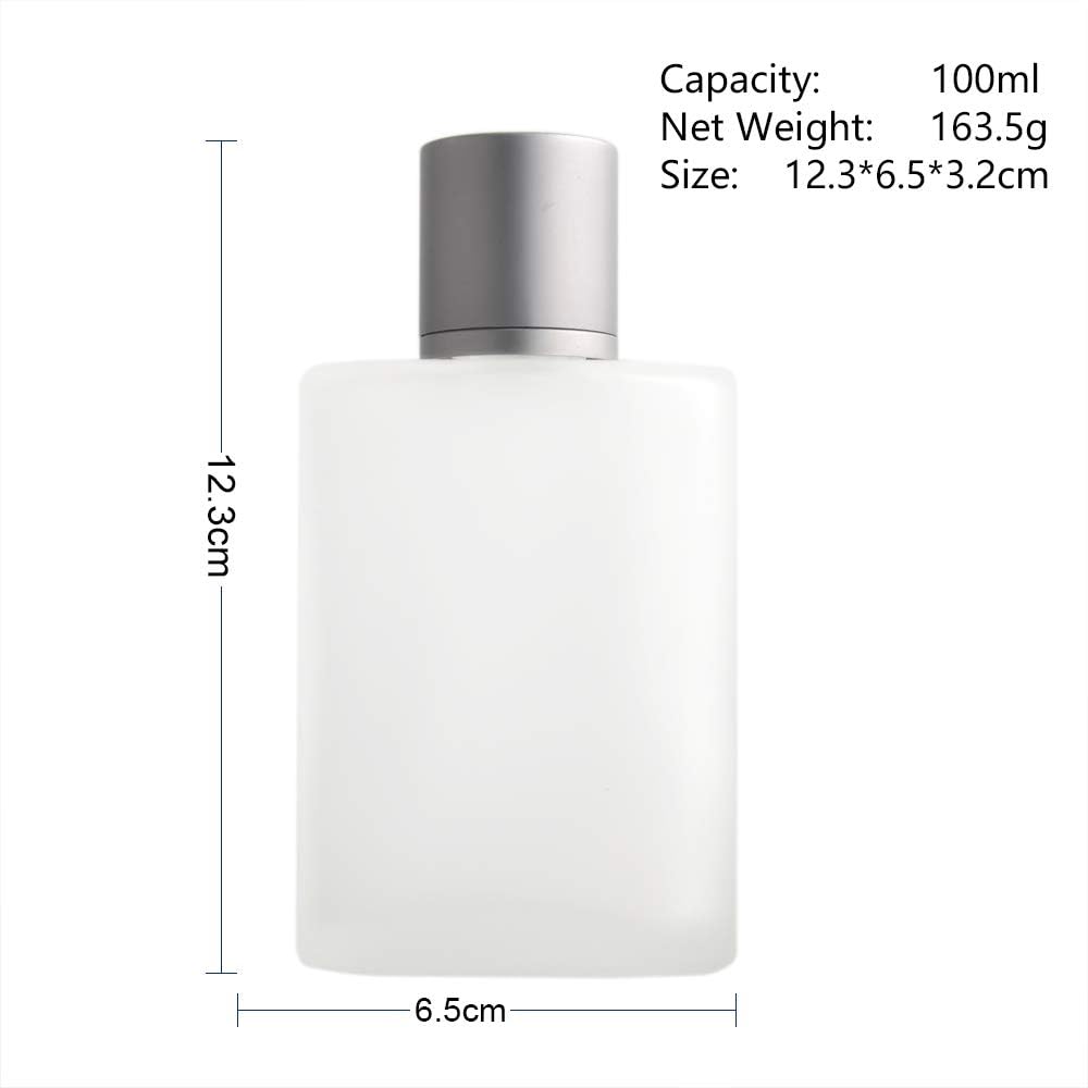 Enslz Frosted Glass Bottle Perfume 100ml 3.4 ozAtomizer Refillable Spray Empty Perfume Bottle for Men and Women (Silver Gray) - Image 3