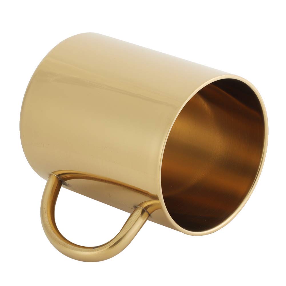 400mL 304 Stainless Steel Dual Layer Coffee Mug Coffee Cup Anti Scalding Coffee Beer Tea (Gold)