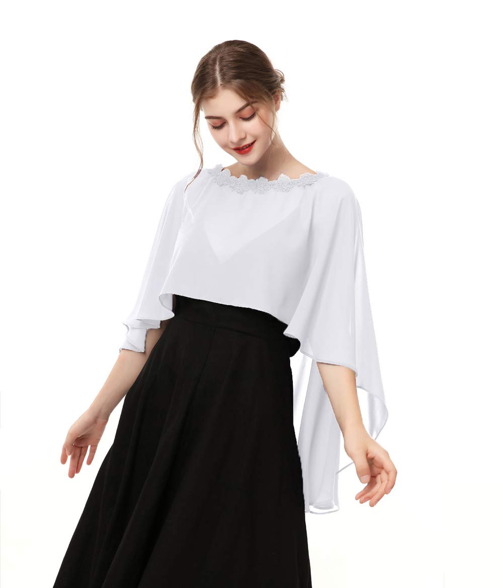 Hotshawl Capelets for women Chiffon Cape Shawls and Wraps for Evening Dress Wedding Capes Cover Up