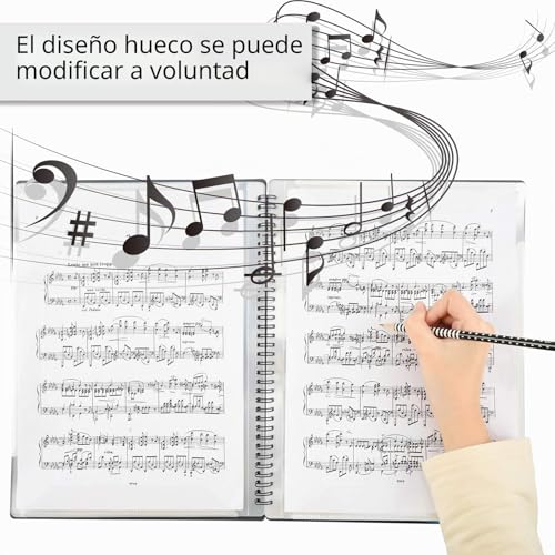 Irich Music Folders, Music Folder A4 Size, Music File Folder Plastic Folders with Tabs and 60 Pockets (30 Compartments, 32 x 24 cm, Black)