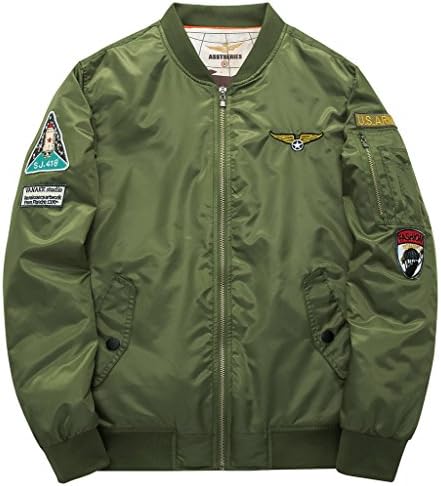 Sawadikaa Men's Light Weight Running Bomber Flight Jacket Plus Size Windbreaker Army Green Small