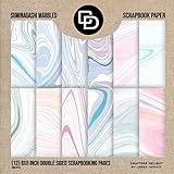 Suminagashi Marbled Scrapbook Paper (12) 8x8 Inch Double Sided Scrapbooking Pages Book Style: Crafters Delight By Leska Hamaty by