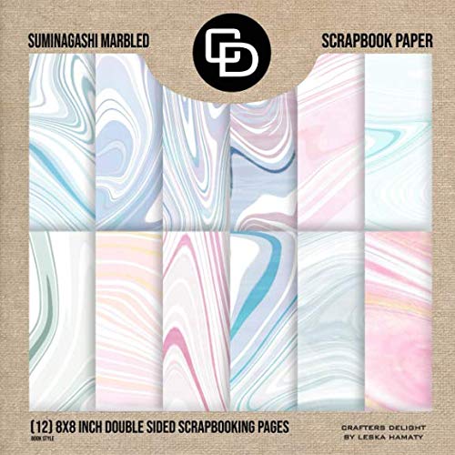 Suminagashi Marbled Scrapbook Paper (12) 8x8 Inch Double Sided Scrapbooking Pages Book Style: Crafters Delight By Leska Hamaty by Leska Hamaty
