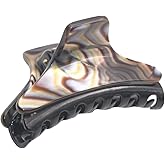French Amie Skinny Onyx Silver Grey Handmade Celluloid Small Jaw Hair Claw Clip Clamp Clutcher with Inner Teeth