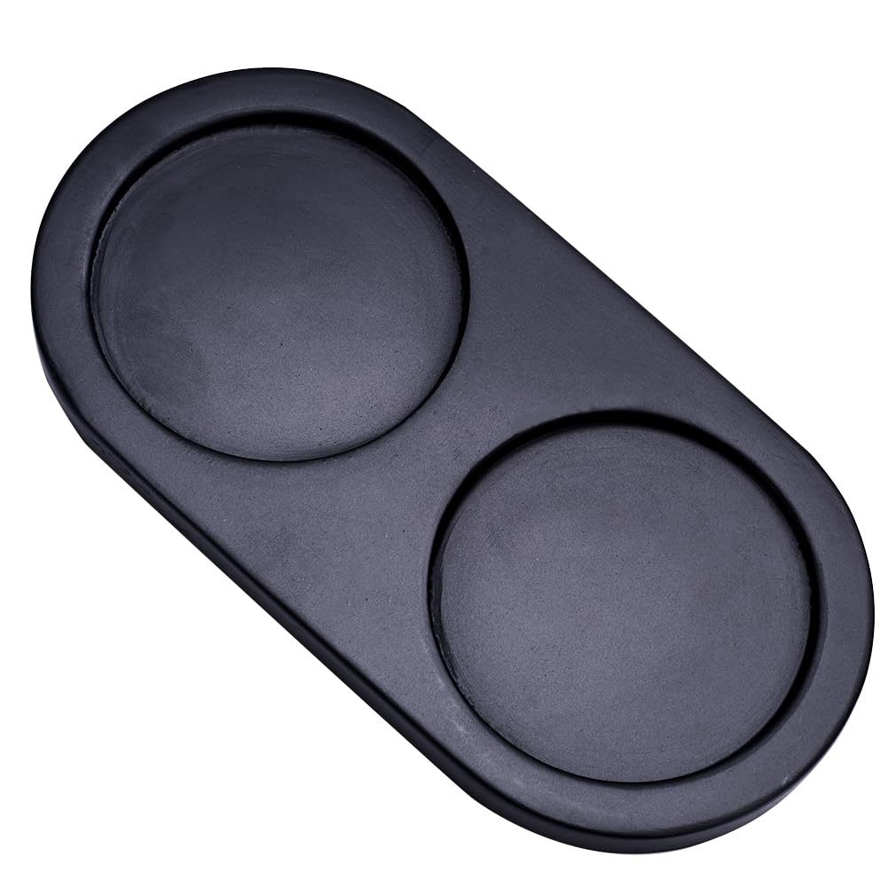 GORGECRAFT Black Wooden Salt and Pepper Mill Tray Acacia Wood Tray Peper Mill Holder Inner Dia 5.65 cm Mills Shakers Salt Pepper Grinder Rest for 2 Mills Kitchen Home Dining Table Storage Accessories