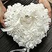 15x13cm Wedding Ring Pillow White Romantic Flower Girl Baskets Rose Wedding Ring Box Rose Heart Favors Wedding Ring Pillow with Elegant Satin Flora Jewelry Case Wedding Accessories