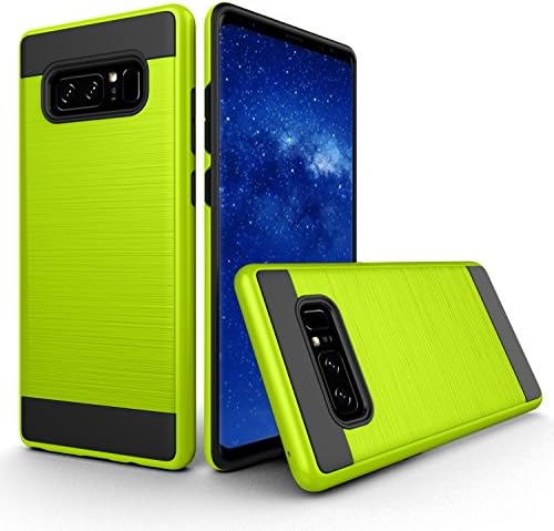 Samsung Galaxy Note 8 Case, Ultra Slim Dual Layer Brushed Metal Texture Tough Armor Soft Rugged Shockproof Anti-scratch Protective Case Cover (Green)