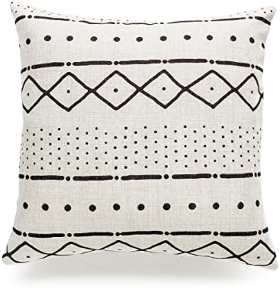 Touch Colourful 18 x 18 Inches Decorative Throw Pillow Case African Mud Cloth Print Bogolan Pattern Heavy Weight Fabric Cushion Cover
