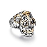 Sugar Skull Rings for Men Women, Stainless Steel Day of the Dead Gothic Cross Mens Jewelry, Halloween Womens Biker Cool Ring