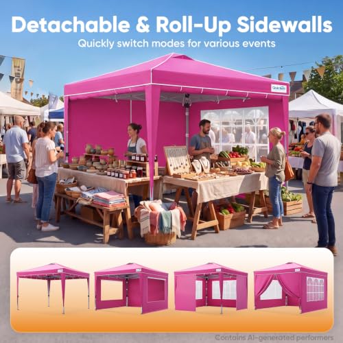 Quictent 10x10 Pop Up Canopy Tent with 4 Detachable Sidewalls & Windows | Fast One-Person Setup image 24