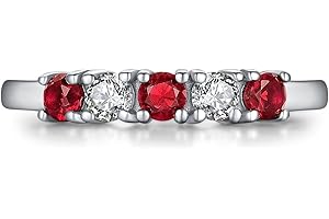 AILAAILA 5 Stone Birthstone Rings for Kids Teens Girls Women Size 2-9 Stainless Steel Birthday Mother's Ring Daughter Kids Gifts Eternity Wedding Band Anniversary Ring