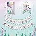 Threemart Mermaid Party Supplies Favor Kit-Mermaid Birthday Decoration For Girls Mermaid Plates Cups Napkins Straws Mermaid Birthday Banner And Mermaid Favor Bags Serves 16